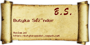 Butyka Sándor névjegykártya